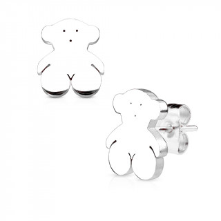 Clous d'oreille petits oursons en acier (paire)