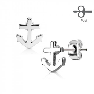 Clous d'oreilles  ancre de bateau (paire)