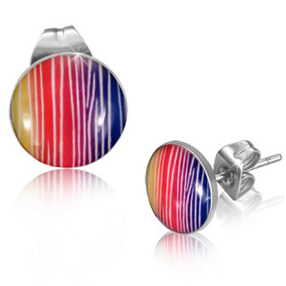 Clous d'oreilles  bandes multicolores