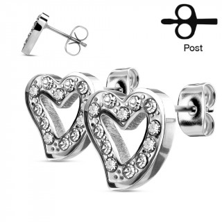 Clous d'oreilles à coeurs strass
