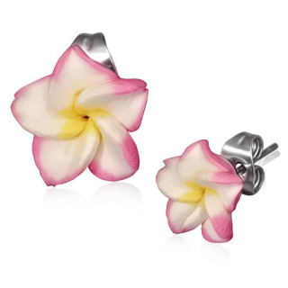 Clous d'oreilles  fleur des iles en fimo