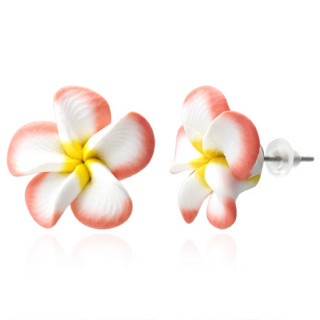 Clous d'oreilles  fleur exotique en fimo REF-8766
