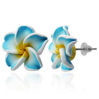 Clous d'oreilles à fleur exotique en fimo REF-8767