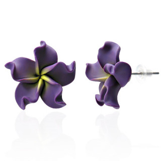 Clous d'oreilles à fleur exotique en fimo REF-8768
