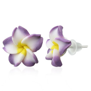 Clous d'oreilles  fleur exotique en fimo REF-8772