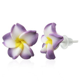 Clous d'oreilles à fleur exotique en fimo REF-8772