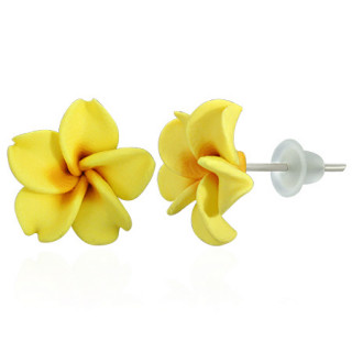 Clous d'oreilles  fleur exotique en fimo REF-8773