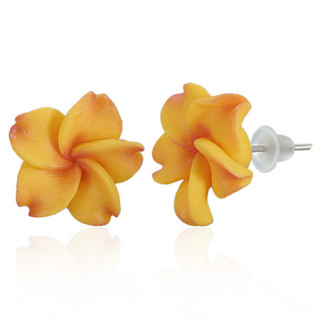 Clous d'oreilles  fleur exotique en fimo REF-8775