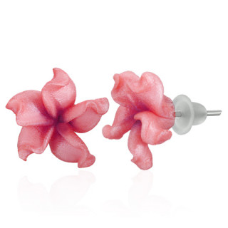 Clous d'oreilles  fleur exotique en fimo REF-8777