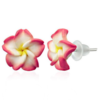 Clous d'oreilles  fleur exotique en fimo REF-8778