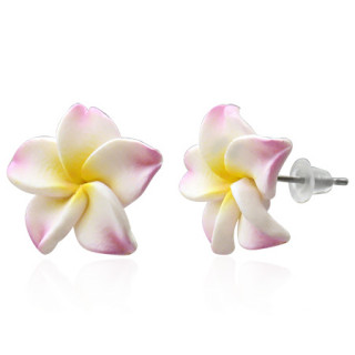 Clous d'oreilles  fleur exotique en fimo REF-8779