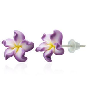 Clous d'oreilles  fleur exotique en fimo REF-8780