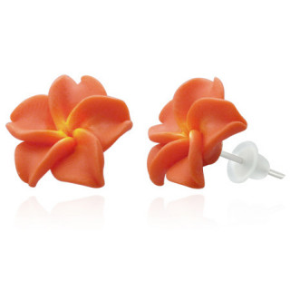 Clous d'oreilles  fleur exotique en fimo REF-8781