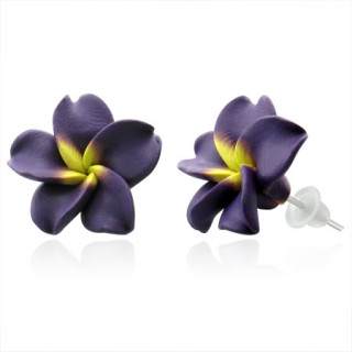 Clous d'oreilles  fleur exotique en fimo REF-8783