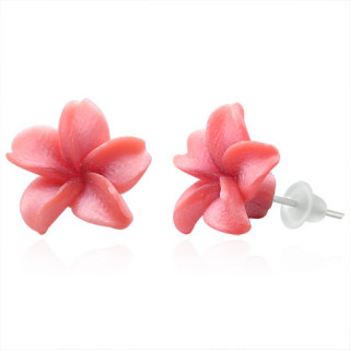 Clous d'oreilles  fleur exotique en fimo REF-8784