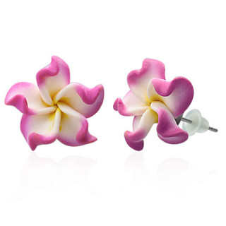 Clous d'oreilles à fleur exotique en fimo REF-8785