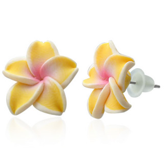 Clous d'oreilles  fleur exotique en fimo REF-8786