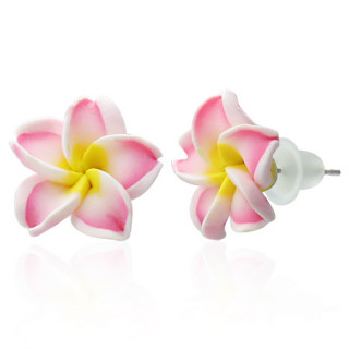 Clous d'oreilles  fleur exotique en fimo REF-8787