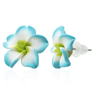 Clous d'oreilles à fleur exotique en fimo REF-8788