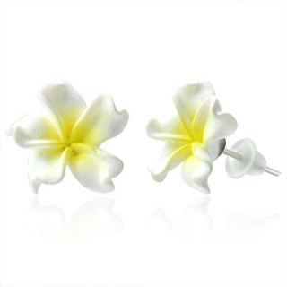 Clous d'oreilles à fleur exotique en fimo REF-8792