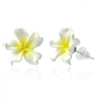 Clous d'oreilles  fleur exotique en fimo REF-8792