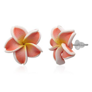 Clous d'oreilles à fleur exotique en fimo REF-8813
