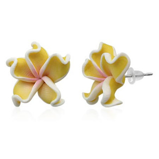 Clous d'oreilles  fleur exotique en fimo REF-8814