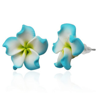 Clous d'oreilles  fleur exotique en fimo REF-8819