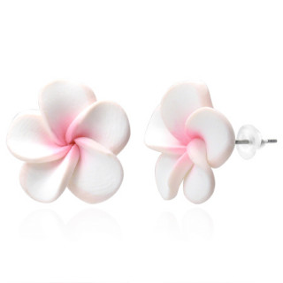 Clous d'oreilles  fleur fimo  ptales ronds REF-8764