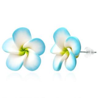 Clous d'oreilles  fleur fimo  ptales ronds REF-8765