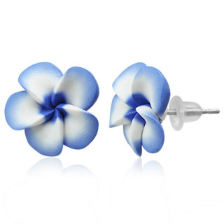 Clous d'oreilles  fleur fimo aux ptales ronds REF-8815