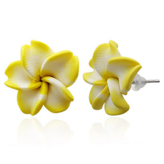 Clous d'oreilles  fleurs de franginapier jaunes