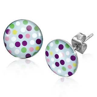 Clous d'oreilles  pois multicolores style rtro