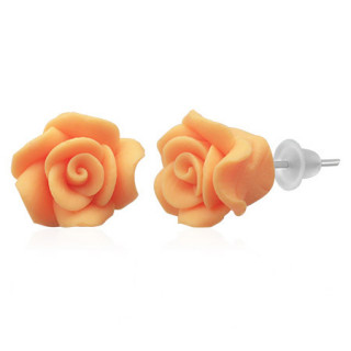 Clous d'oreilles  rose close en fimo REF-8800