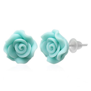 Clous d'oreilles  rose close en fimo REF-8801