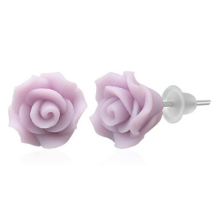 Clous d'oreilles  rose close en fimo REF-8802