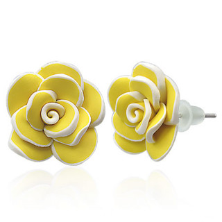 Clous d'oreilles  rose close en fimo REF-8812