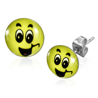 Clous d'oreilles emoticone souriant avec grands yeux