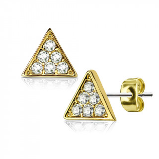 Clous d'oreilles  triangle dor pav de strass (Paire)