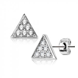 Clous d'oreilles à triangle pavé de strass (Paire)