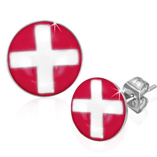 Clous d'oreilles avec imprim drapeau Suisse