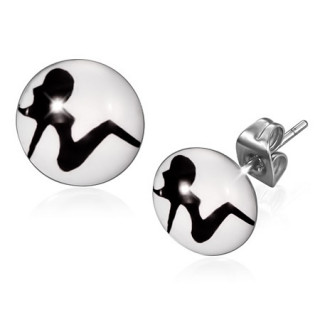 Clous d'oreilles avec silhouette de femme sexy