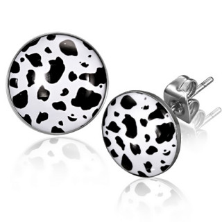 Clous d'oreilles blancs à taches noires
