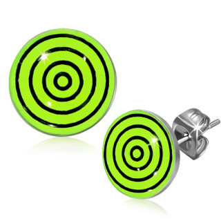 Clous d'oreilles coloris fluo avec cercles concentriques