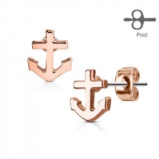 Clous d'oreilles cuivrs  ancre de bateau (paire)