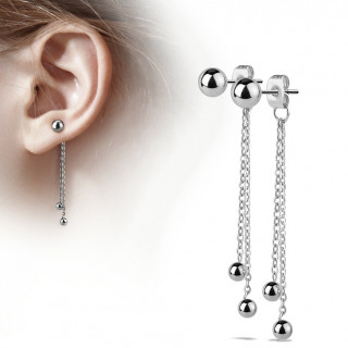 Clous d'oreilles pendants  boules et chaines