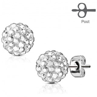 Clous d'oreilles shamballa strass clairs