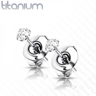 Clous d'oreilles Titane G23  pierre zirconium