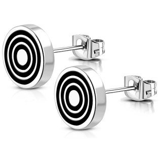 Clous d'oreille acier  cercles concentriques (Paire)