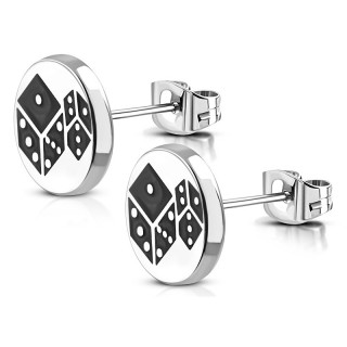Clous d'oreille acier à double dés (Paire)